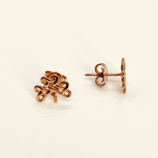 9ct Rose Gold Celtic Shamrock Stud Earrings - John Ross Jewellers