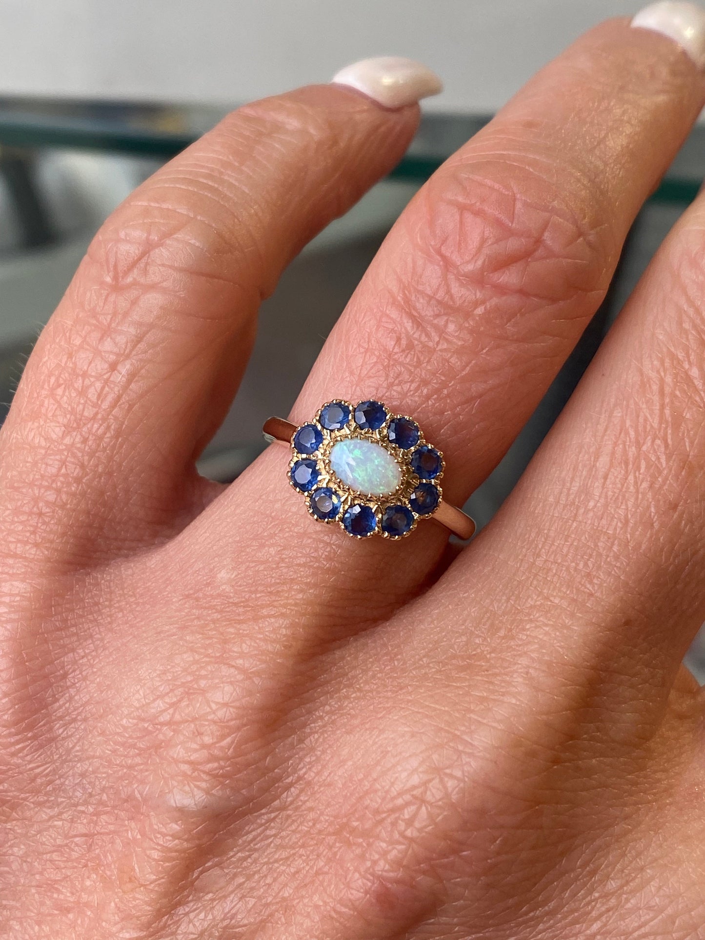 9ct Gold Opal & Sapphire Ring - John Ross Jewellers