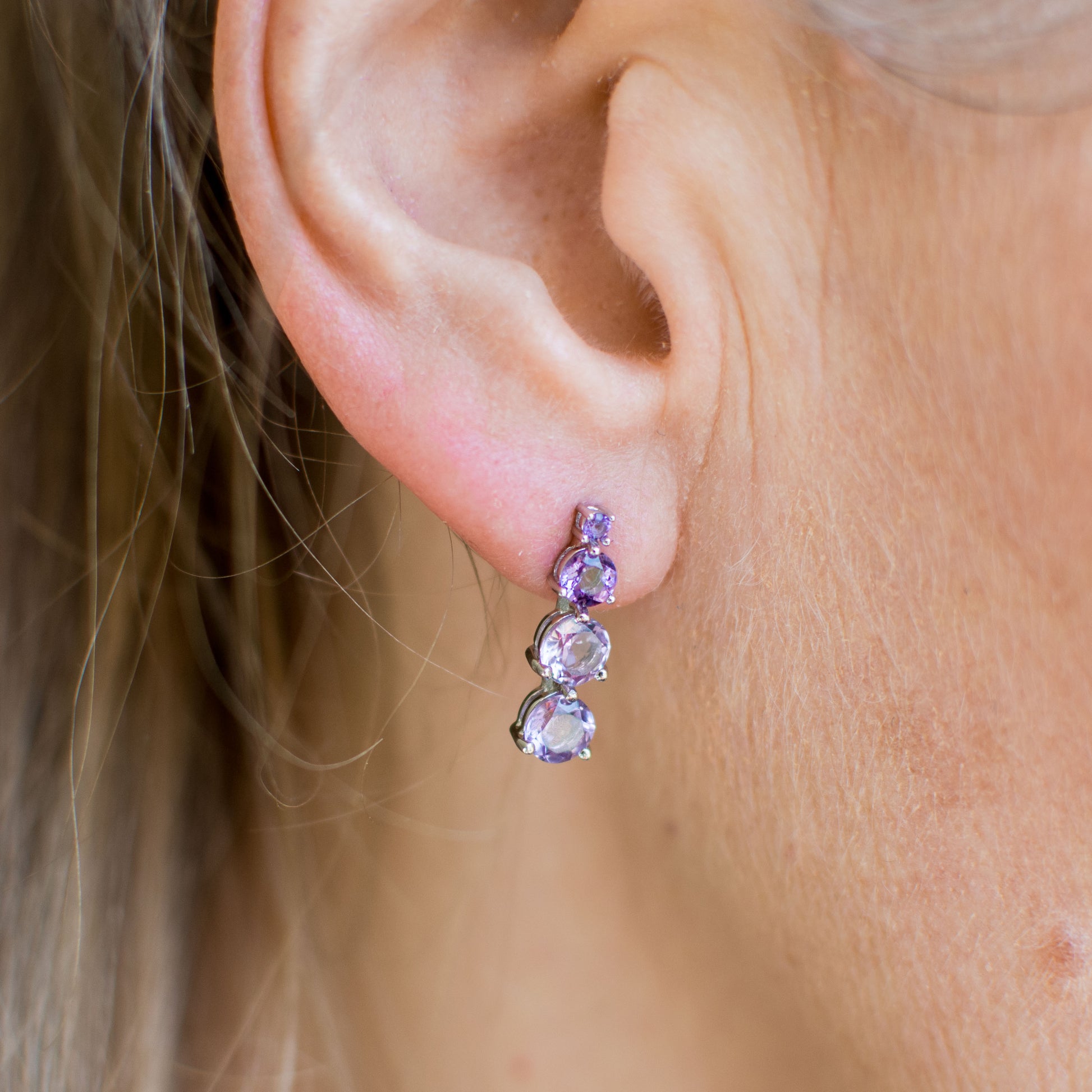 Silver Amethyst Drop Earrings - John Ross Jewellers