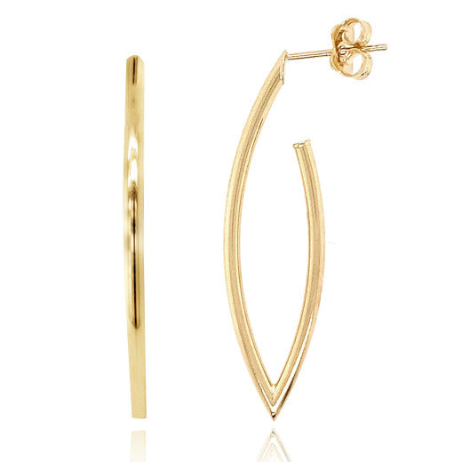 9ct Gold Marquis Drop Hoop Earrings - John Ross Jewellers