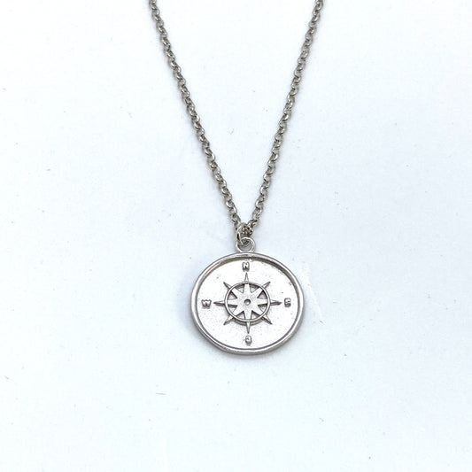 SUNSHINE Compass Disc Necklace - Silver - John Ross Jewellers