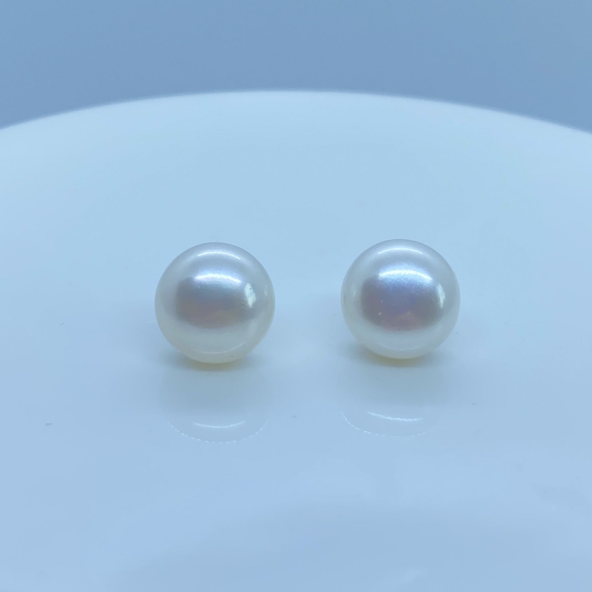 18ct White Gold 12mm Pearl Button Stud Earrings - John Ross Jewellers