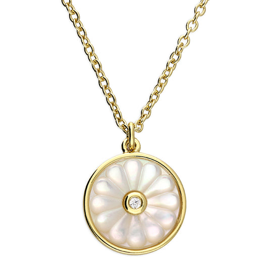 Sunshine Mother of Pearl & CZ Flower Necklace - John Ross Jewellers