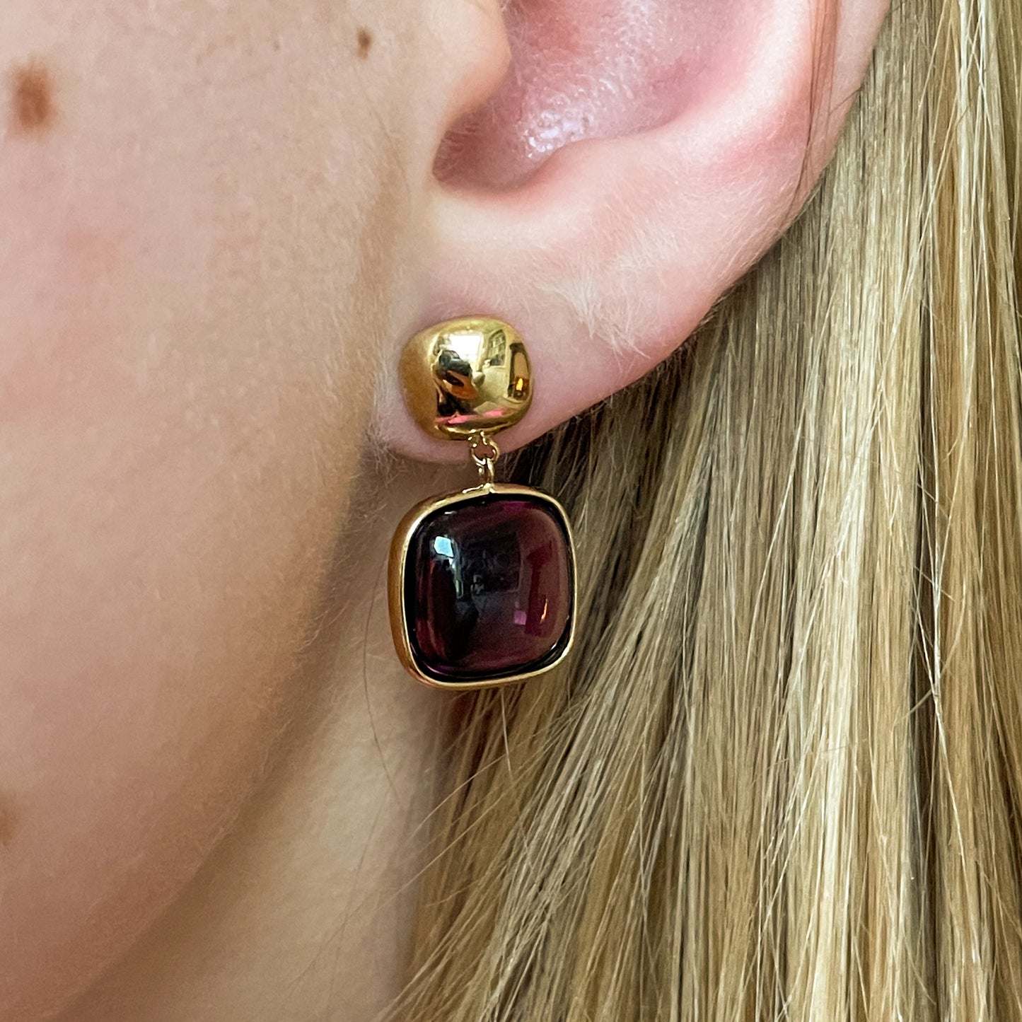 9ct Gold Rhodolite Drop Earrings - John Ross Jewellers