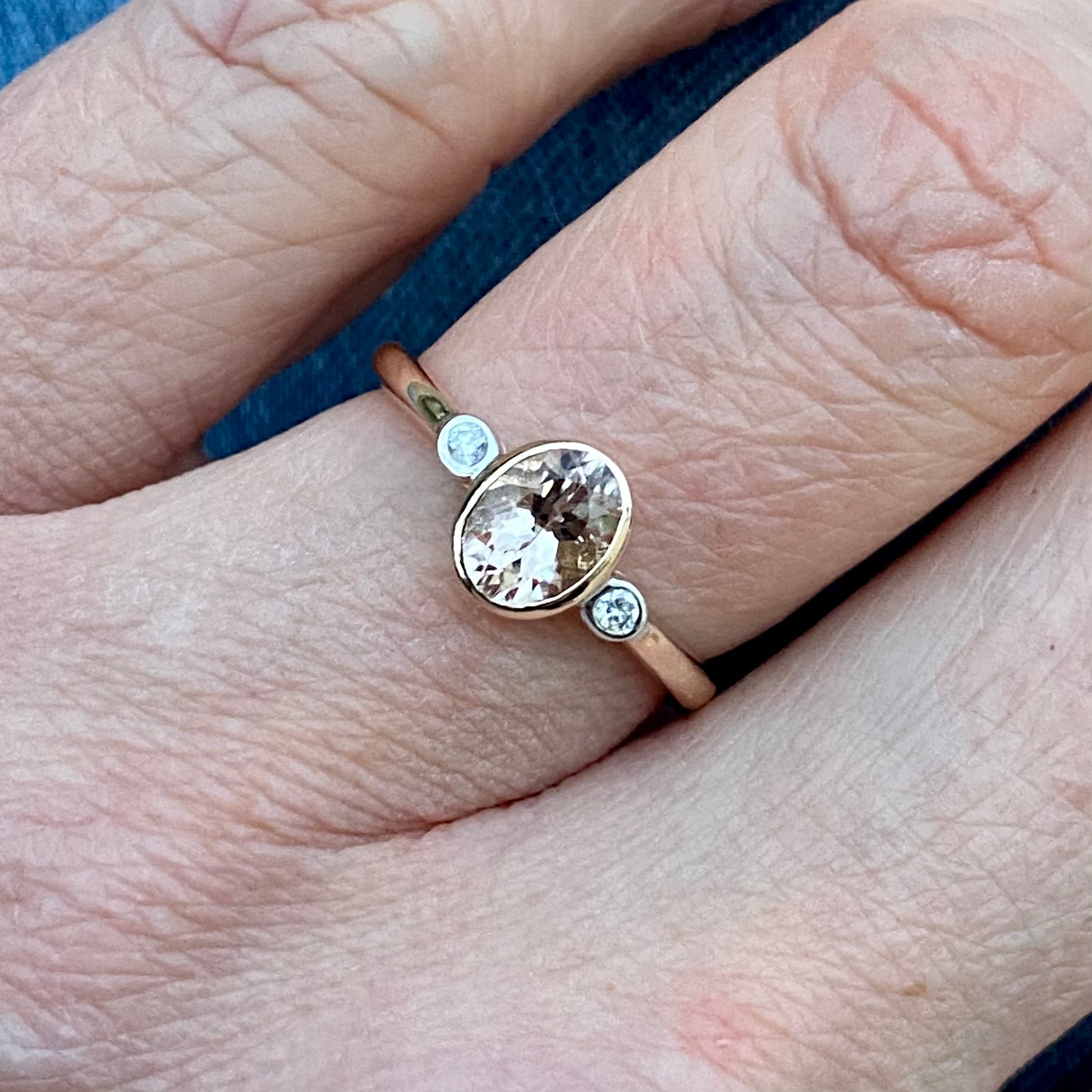 9ct Rose Gold Oval Morganite & Diamond Ring - John Ross Jewellers