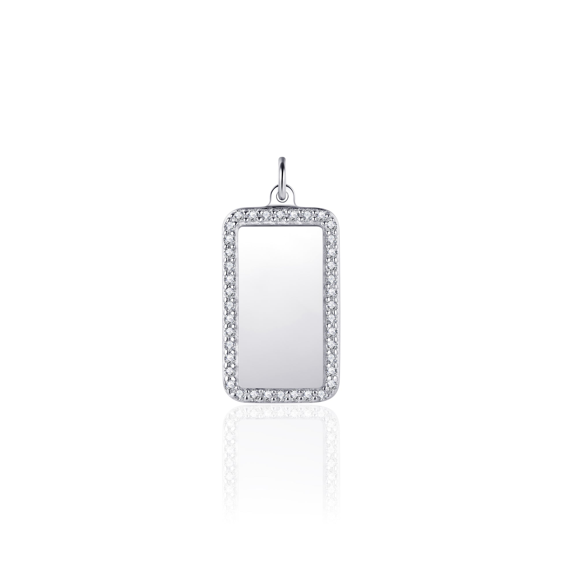 Silver Rectangular CZ Disc Necklace - John Ross Jewellers