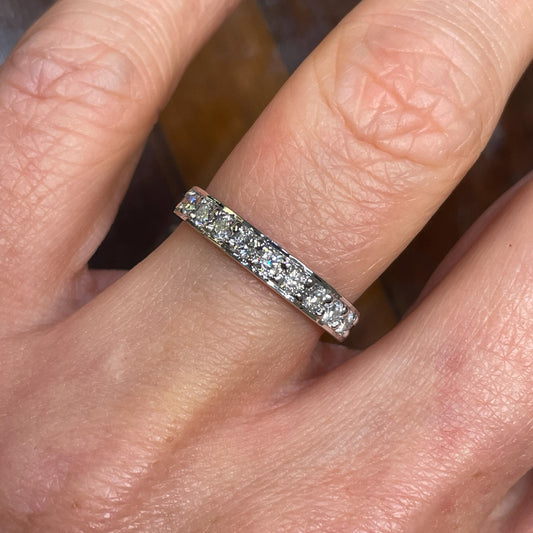 9ct White Gold Nine Stone Diamond Eternity Ring 0.45ct - John Ross Jewellers