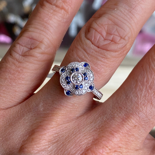 18ct White Gold Sapphire & Diamond Ring - John Ross Jewellers