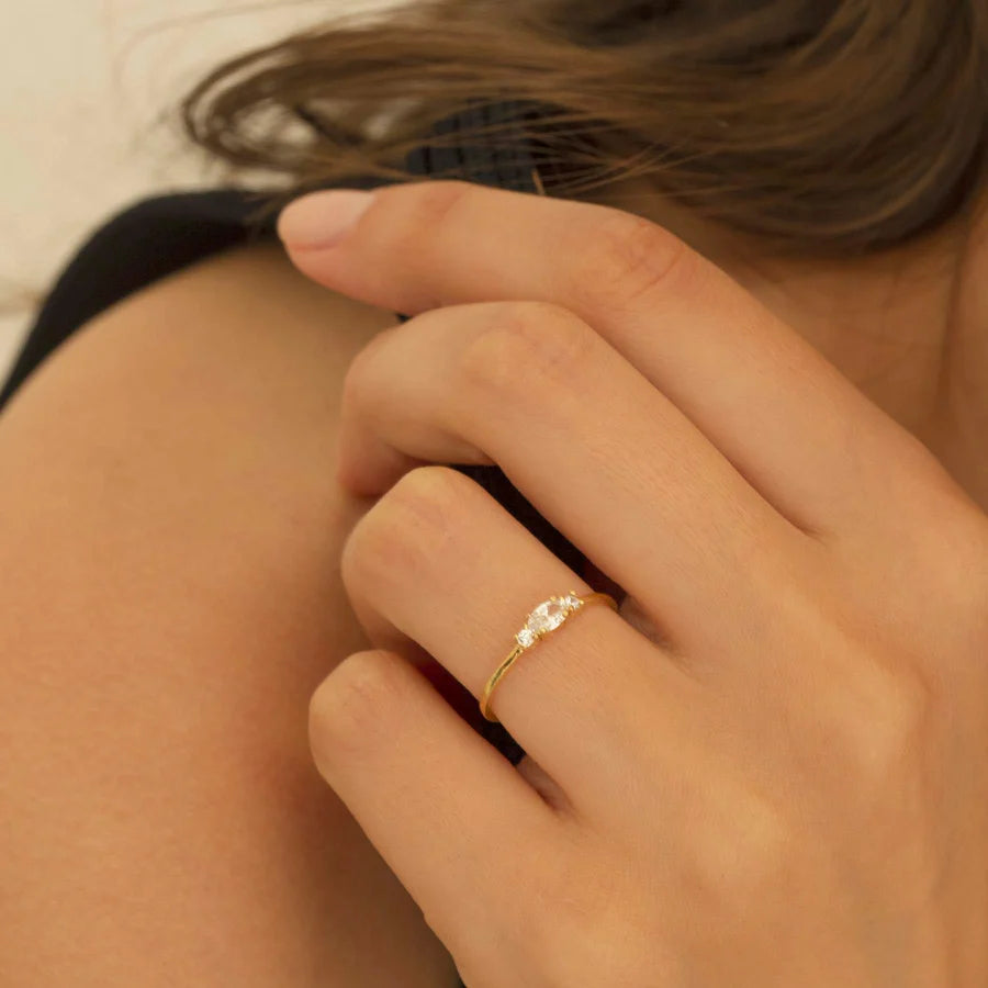 Sunshine Simple Trilogy CZ Ring - John Ross Jewellers