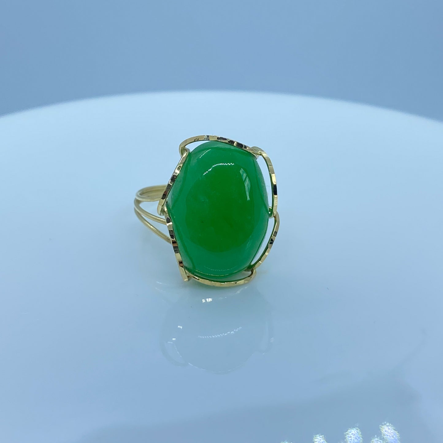 18ct Gold Green Jade Scintilla Ring - John Ross Jewellers