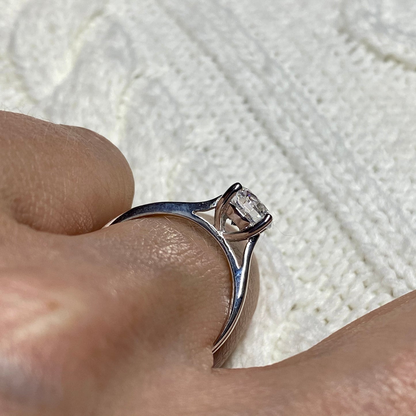 9ct White Gold 7mm CZ Four Claw Solitaire Ring - John Ross Jewellers