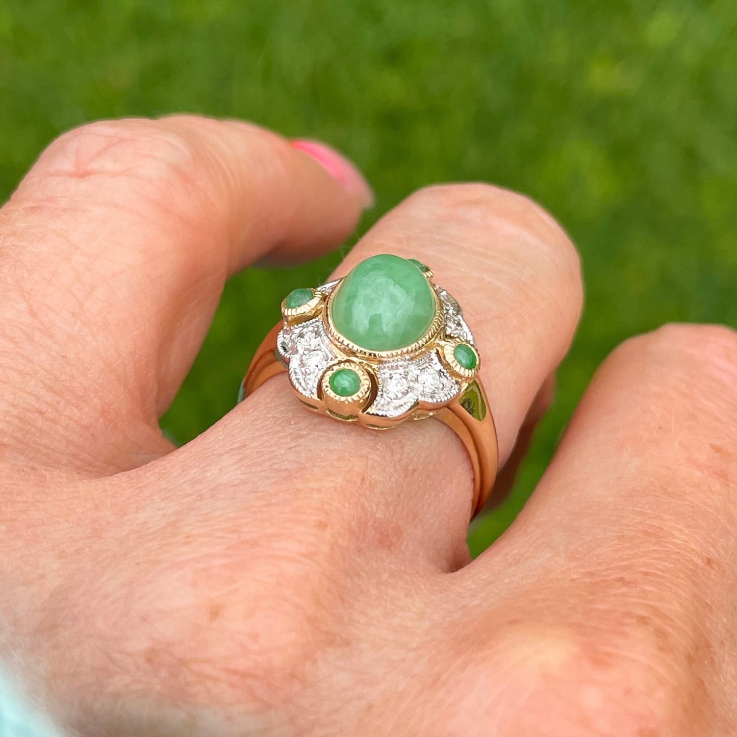 9ct Gold Jade & Diamond Ring - John Ross Jewellers