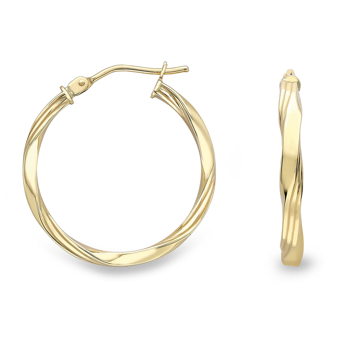 9ct Gold Classic 23mm Twist Hoop Earrings - John Ross Jewellers