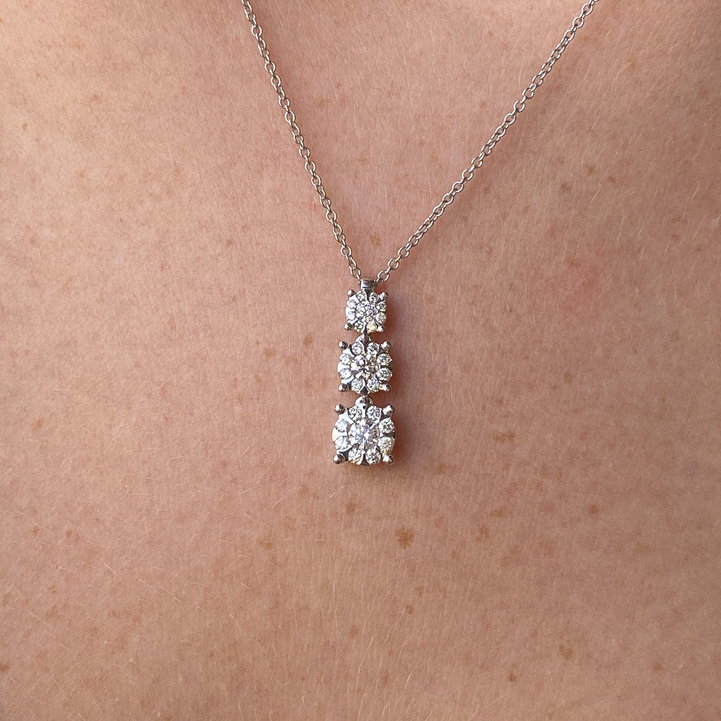 18ct White Gold 0.43ct Diamond Trilogy Pendant Necklace - John Ross Jewellers