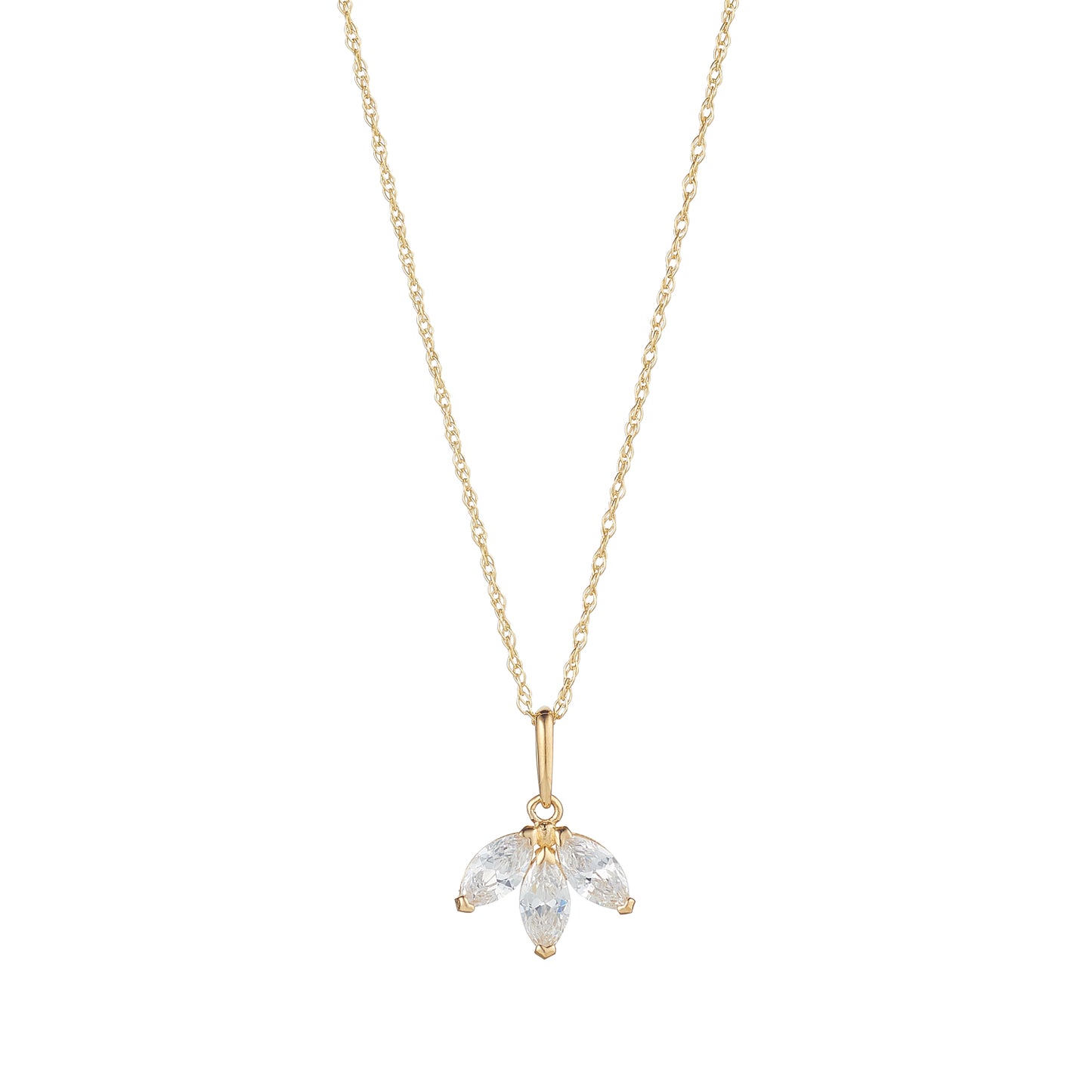 9ct Gold CZ Lotus Necklace - John Ross Jewellers