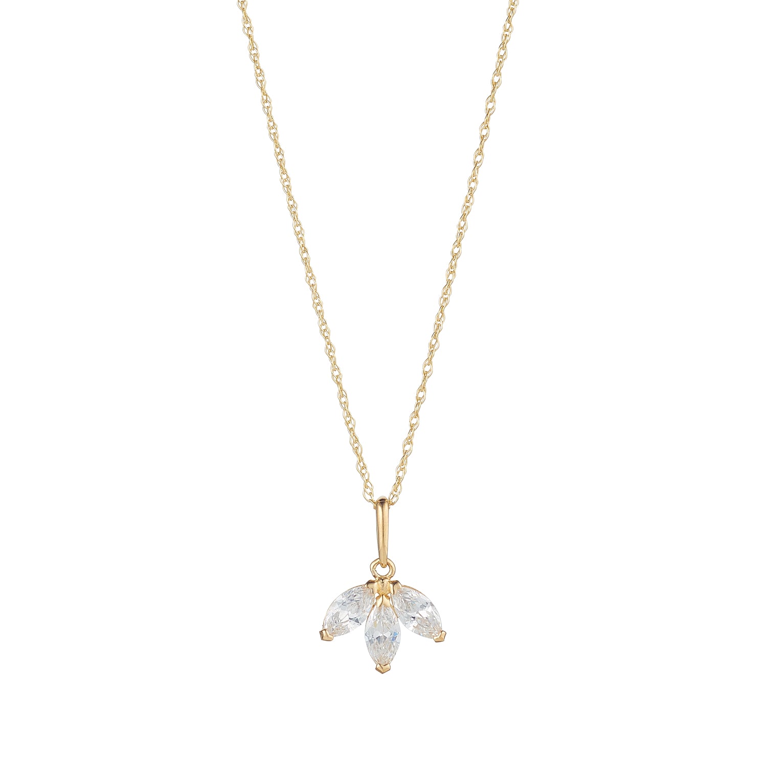 9ct Gold CZ Lotus Necklace - John Ross Jewellers