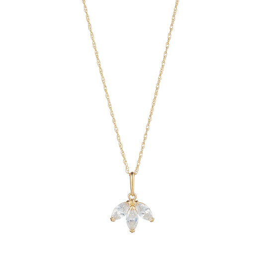 9ct Gold CZ Lotus Necklace - John Ross Jewellers