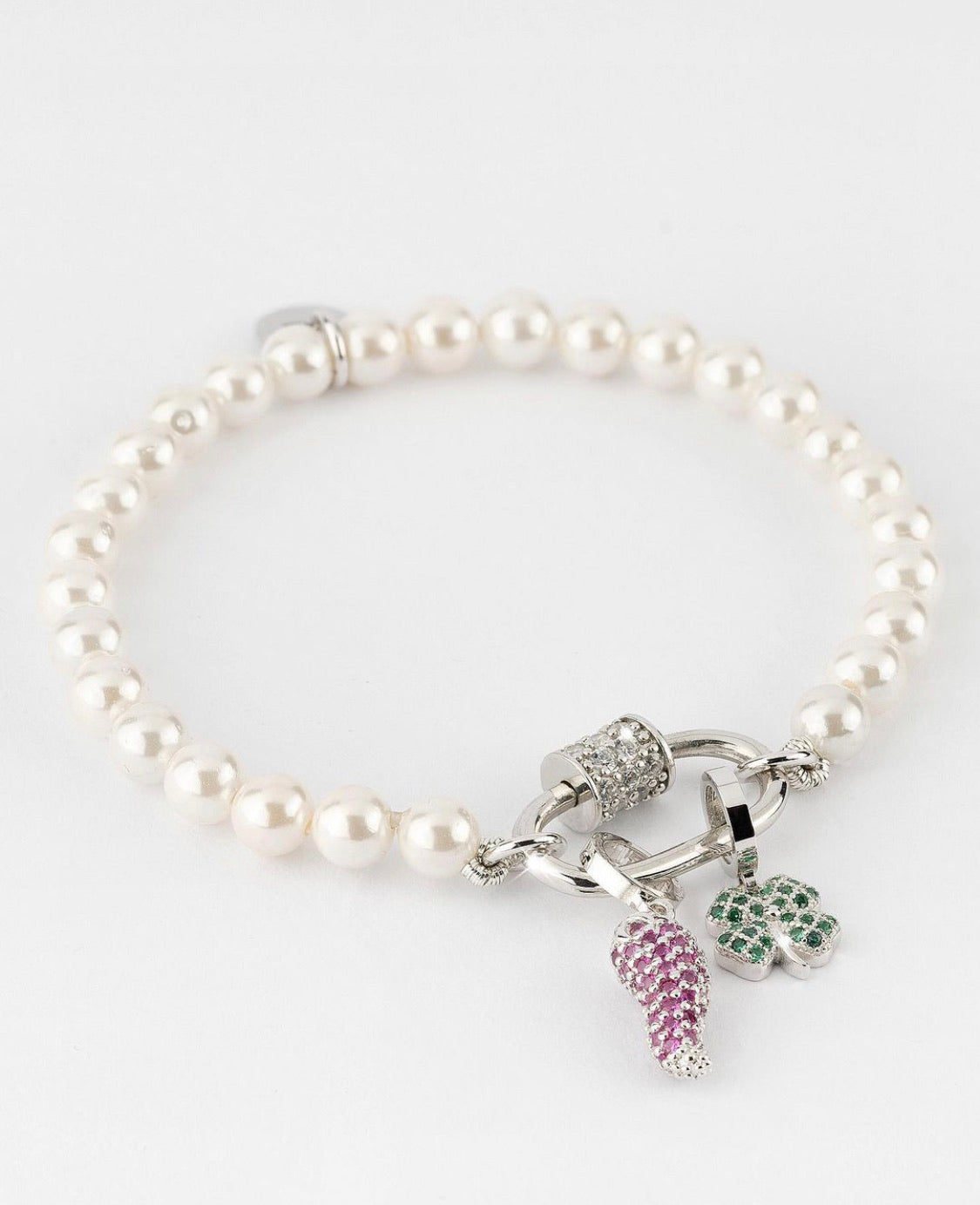 REBECCA MyWorld Pearl Bracelet - Rose Heart Charm - John Ross Jewellers