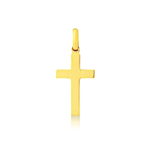 9ct Yellow Gold Polished Block Cross & Chain - John Ross Jewellers