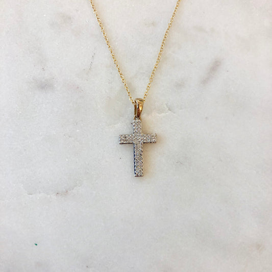 9ct Yellow Gold Diamond Cross - John Ross Jewellers