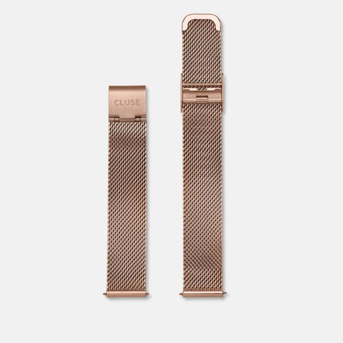 High quality rose gold stainless steel mesh strap (16 mm width). Equipped with an easy click on/off system. 