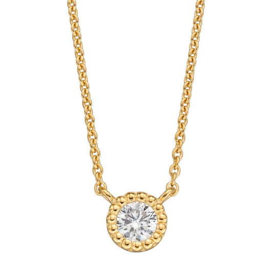 Sunshine Millgrain CZ Solitaire Necklace - John Ross Jewellers