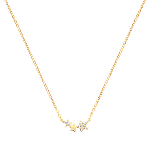 9ct Gold CZ Stars Necklace - John Ross Jewellers