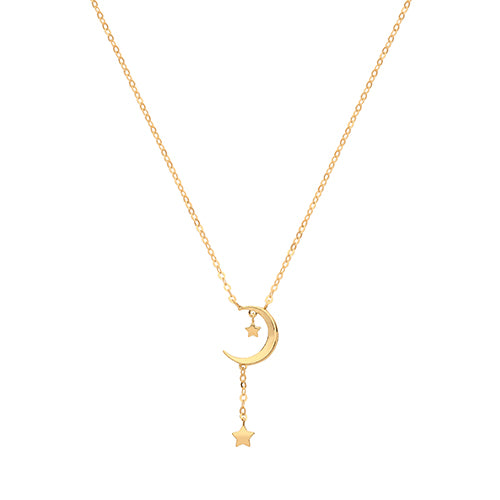 9ct Gold Dainty Moon & Falling Star Necklace - John Ross Jewellers