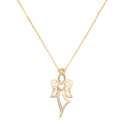 9ct Gold CZ Guardian Angel Necklace - John Ross Jewellers