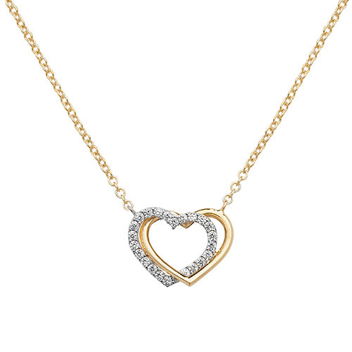 9ct Gold Two Hearts Necklace - John Ross Jewellers