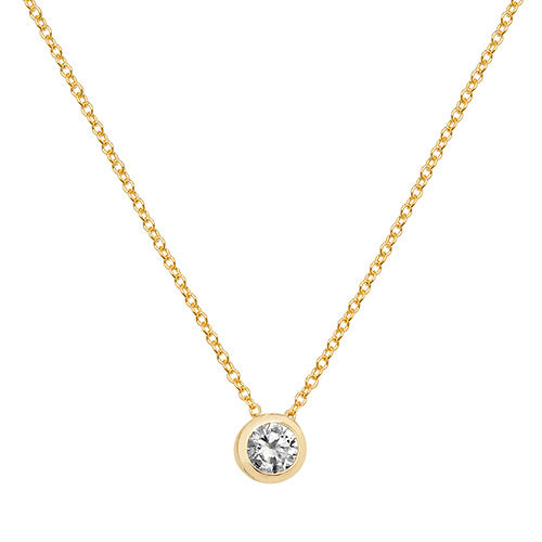 9ct Gold CZ Solitaire Necklace - John Ross Jewellers