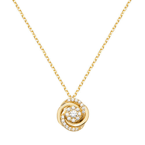 9ct Gold CZ Loveknot Necklace - John Ross Jewellers