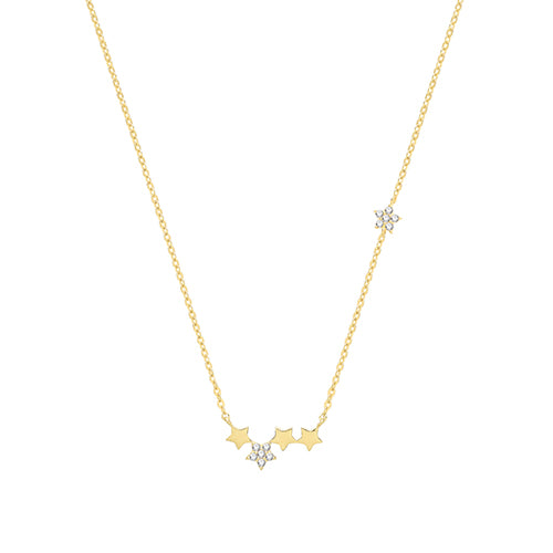 9ct Gold Star Cluster Necklace - John Ross Jewellers