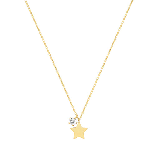 9ct Gold CZ & Star Necklace - John Ross Jewellers