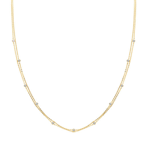 9ct Gold CZ Double Necklace - John Ross Jewellers