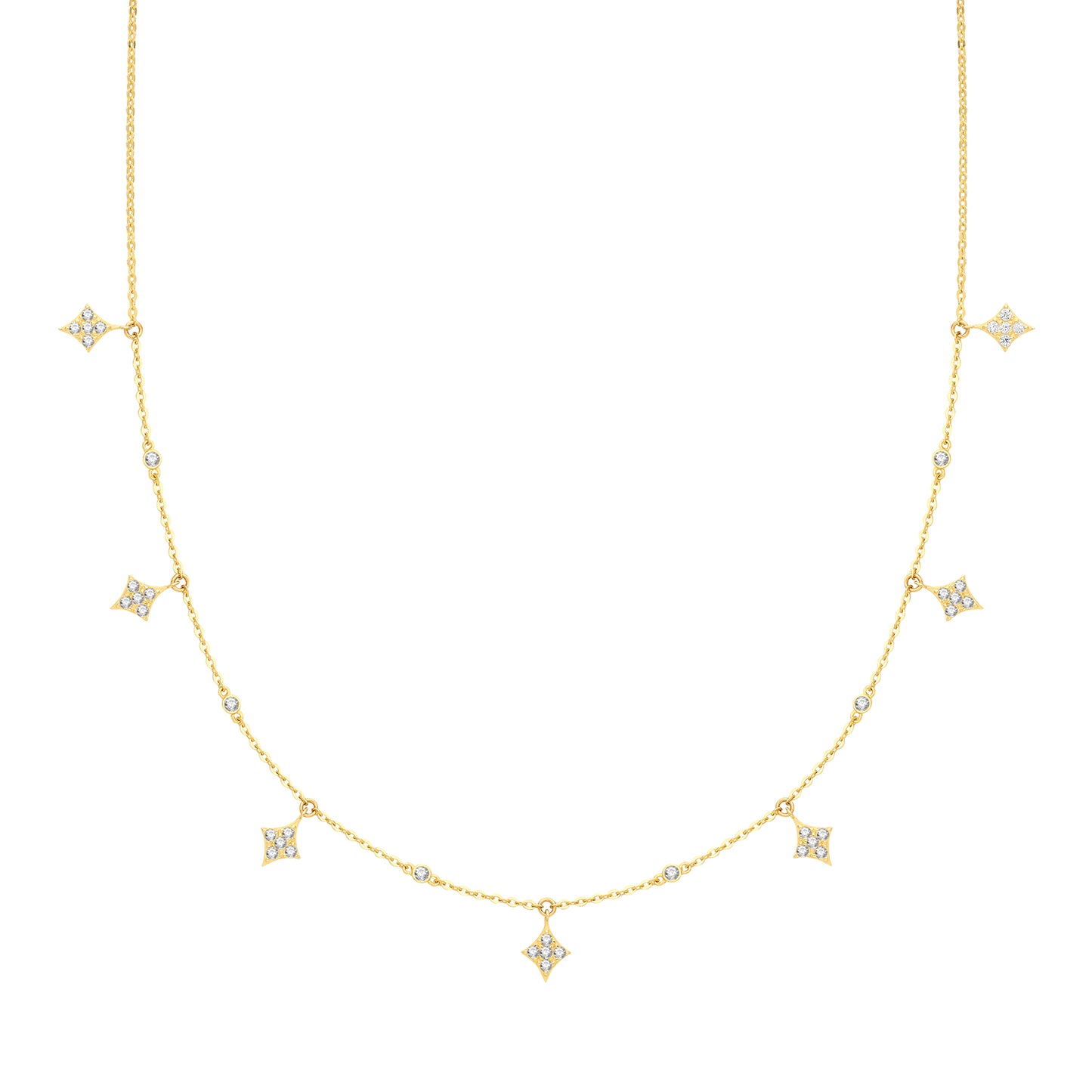 9ct Gold CZ Diamond Drops Necklace - John Ross Jewellers