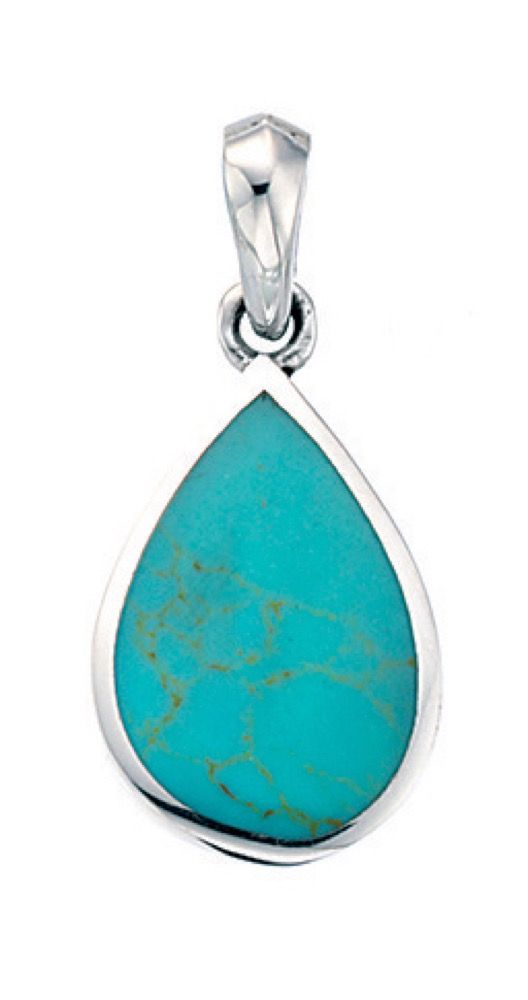 Silver Turquoise Pear Necklace - John Ross Jewellers