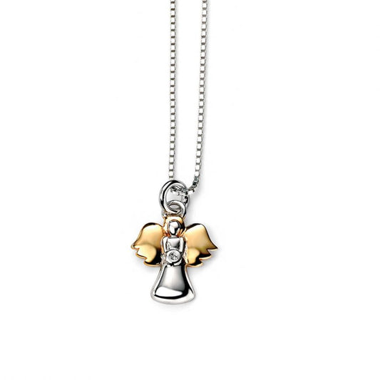 Silver Guardian Angel Pendant - D for Diamond - John Ross Jewellers