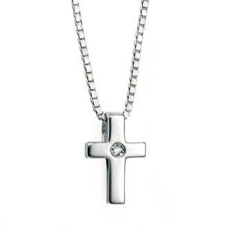 Silver Cross Pendant - D for Diamond - John Ross Jewellers