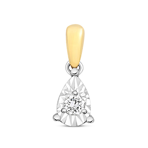 9ct Gold Pear Shaped Diamond Set Pendant & Chain - John Ross Jewellers