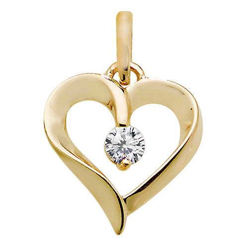 9ct Gold Heart with CZ Pendant - John Ross Jewellers
