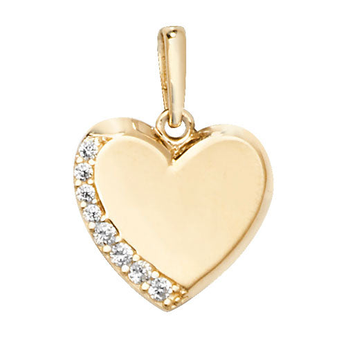 9ct Gold CZ Heart Disc Pendant - John Ross Jewellers