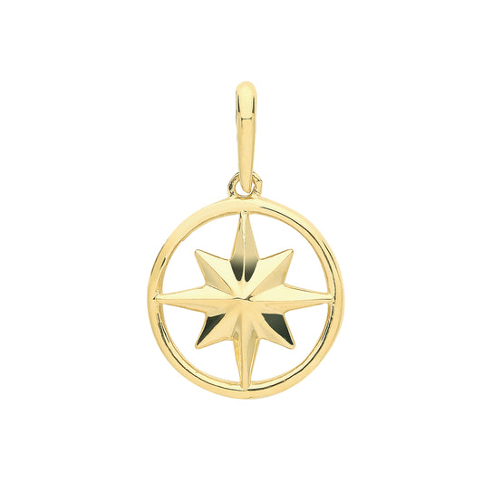 9ct Gold Compass Rose Pendant - John Ross Jewellers