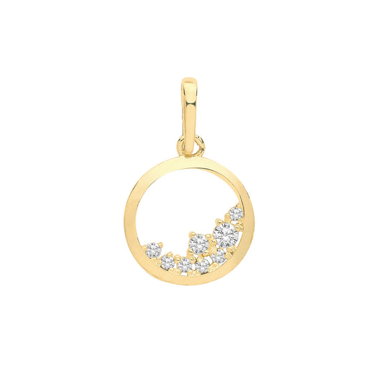 9ct Gold Open Circle CZ Pendant - John Ross Jewellers