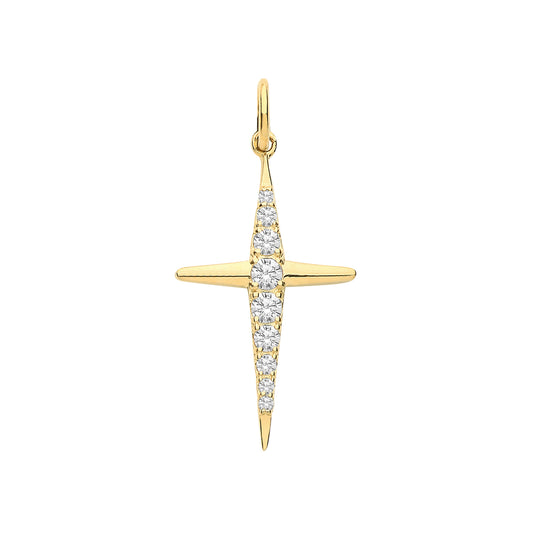 9ct Gold CZ Cross Pendant - John Ross Jewellers