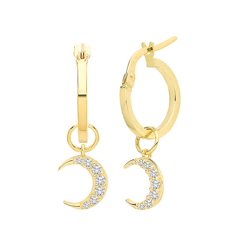 Ear Candy 9ct Gold CZ Crescent Earring Charm - John Ross Jewellers