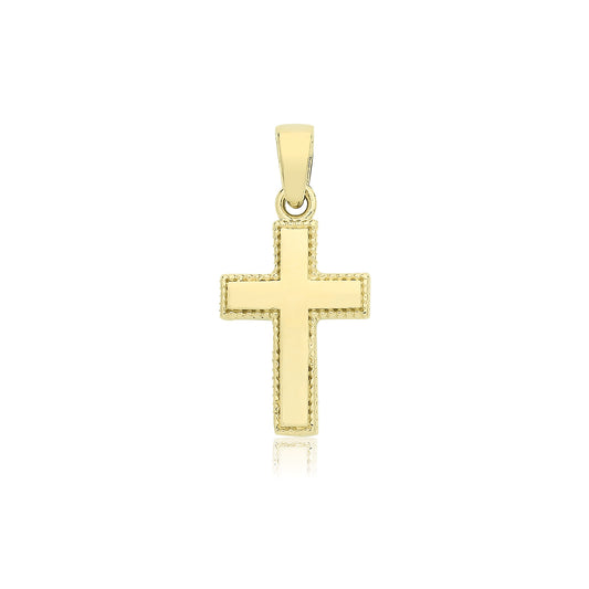 9ct Gold Millgrain Cross Pendant | Small - John Ross Jewellers