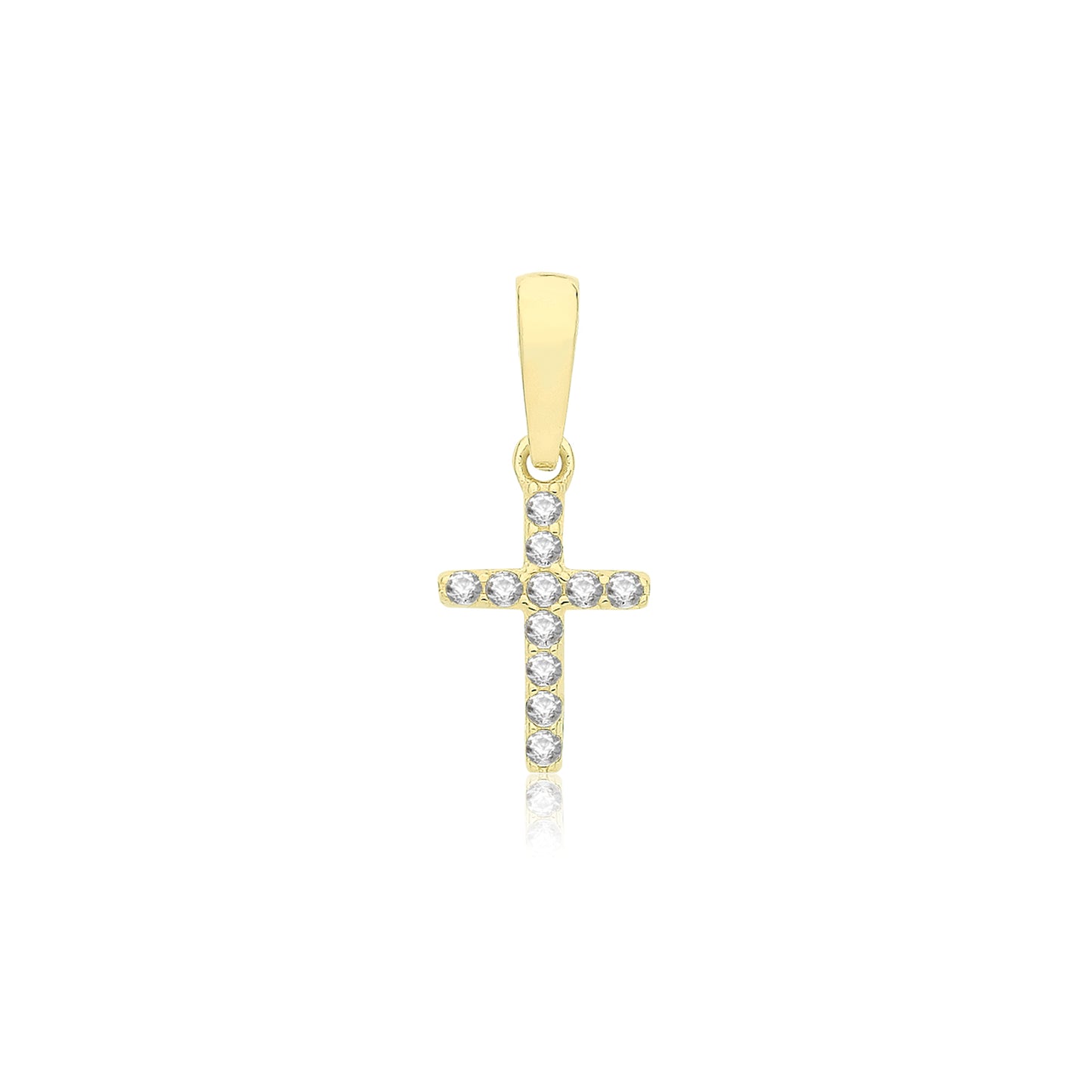 9ct Gold CZ Cross Pendant | Tiny - John Ross Jewellers