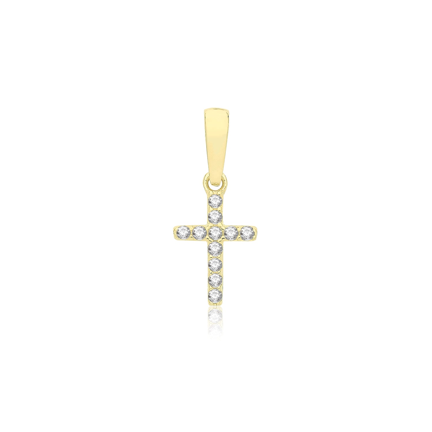 9ct Gold CZ Cross Pendant | Tiny - John Ross Jewellers
