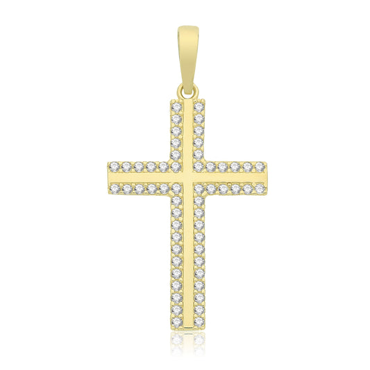 9ct Gold CZ Cross Necklace - John Ross Jewellers